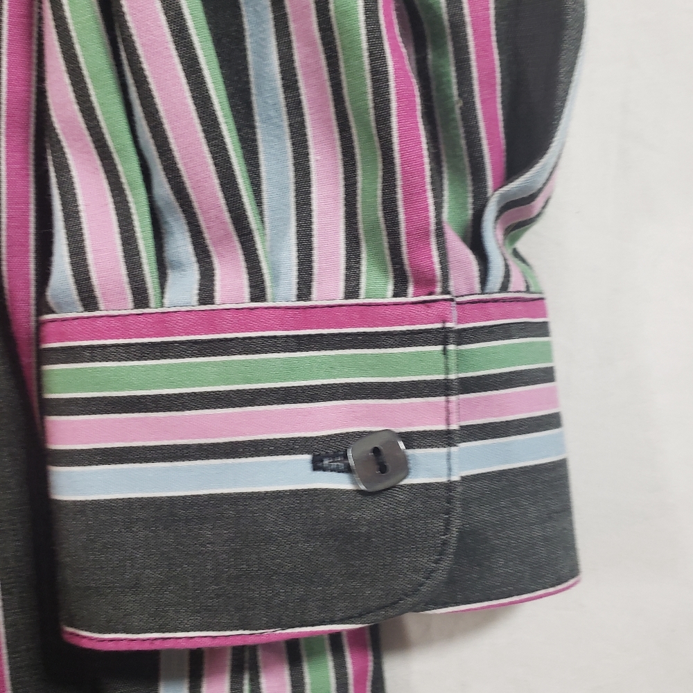 Foxcroft Wrinkle Free Collared Shirt Multi-Color Striped Classic Fit Button-up - Picture 5 of 6